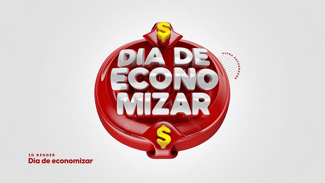 Dia de economizar Selo 3D Vermelho para composição PSD