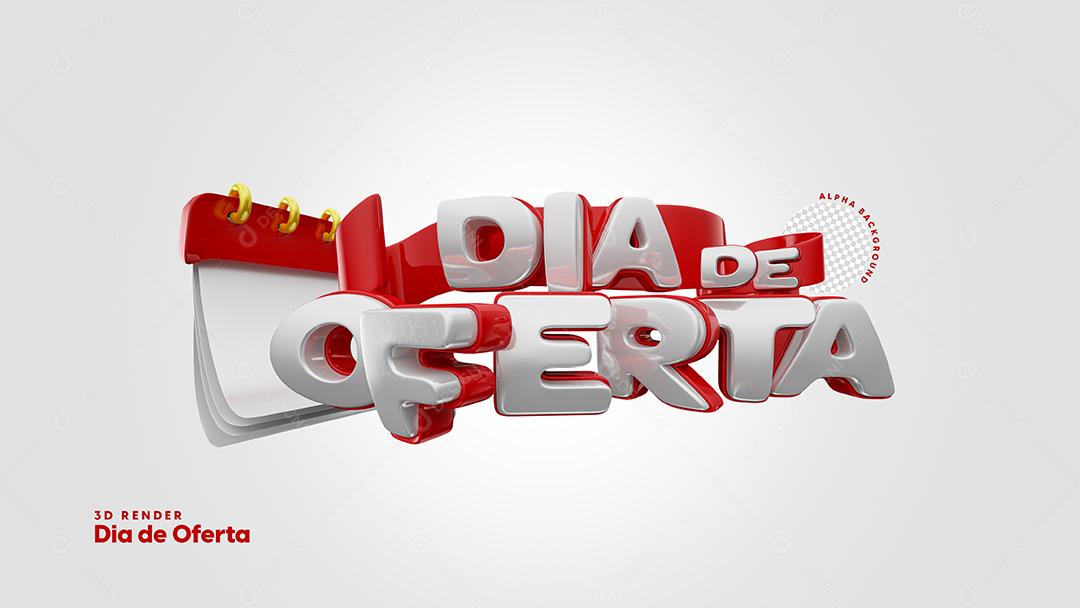 Dia de Ofertas Selo 3D Branco e vermelho para Composição PSD