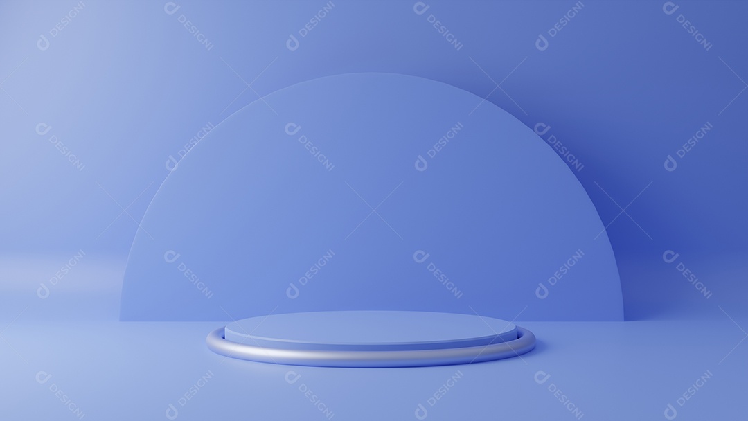 Suporte azul pastel do produto no fundo. Conceito de geometria mínima abstrata. Tema de plataforma de pódio de estúdio.