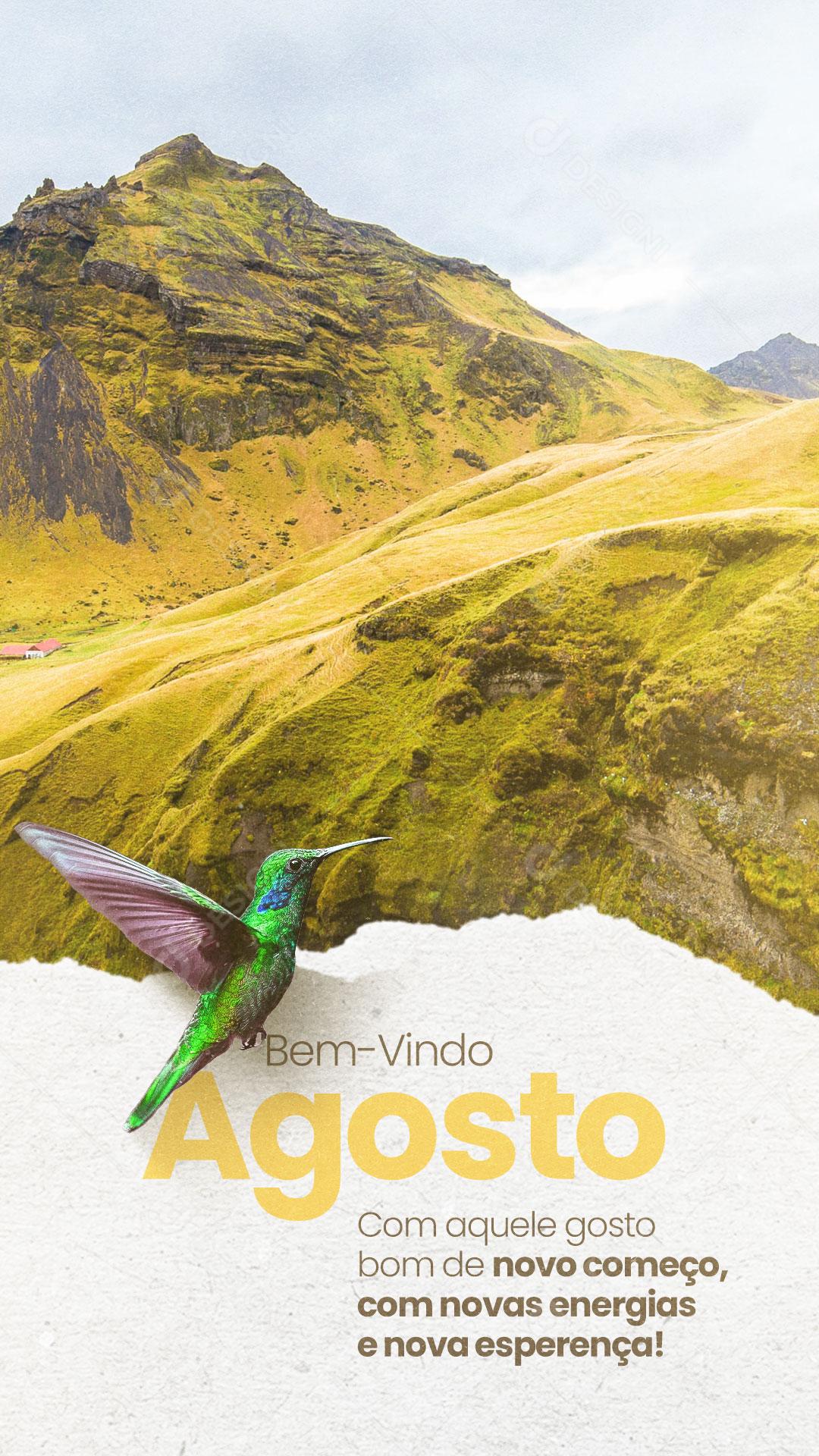 Story Bem vindo Agosto Social Media PSD Editável