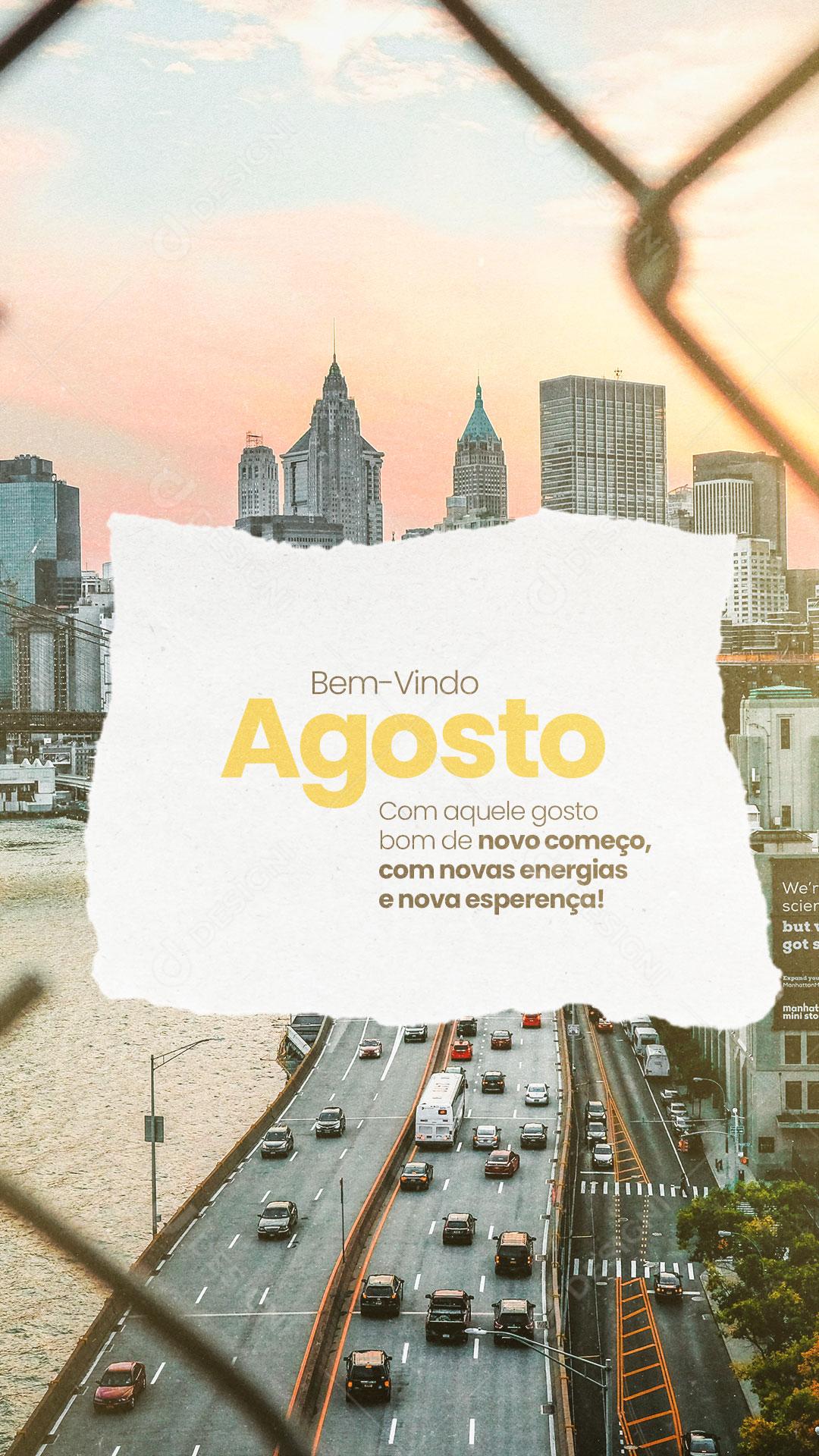 Story Seja Bem Vindo Agosto Com Novas Energias Social Media PSD Editável