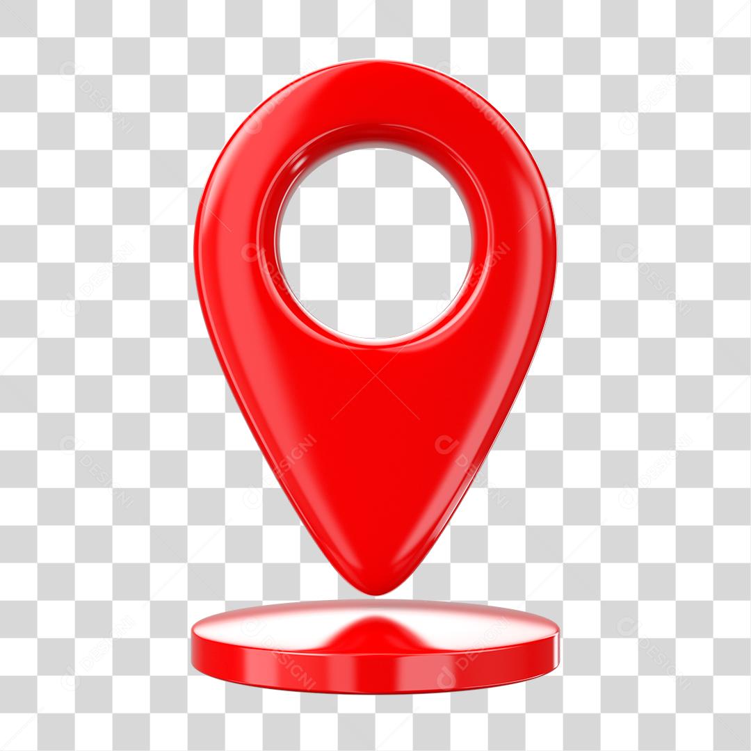 Pin de Localização Vermelho Elemento 3D Para Composição PNG Sem Fundo