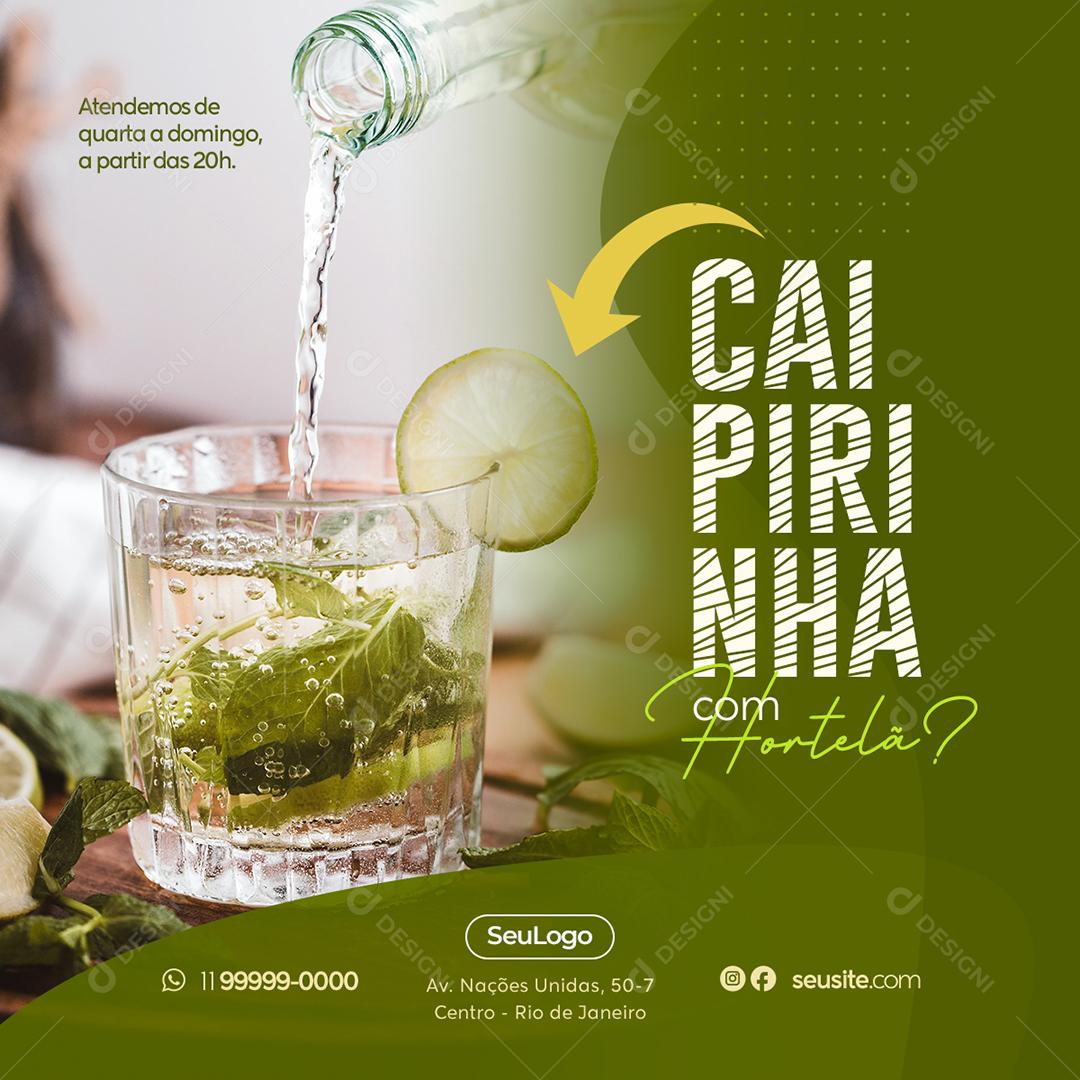 Social Media Bebidas Caipirinha Com hortelã Bebidas Gelada PSD Editável