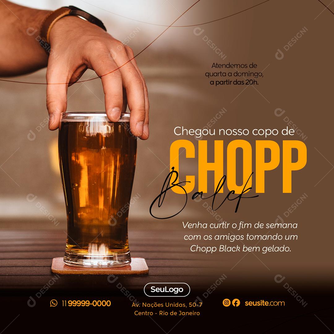 Social Media Bebidas Chegou Nosso Copo de Chopp PSD Editável
