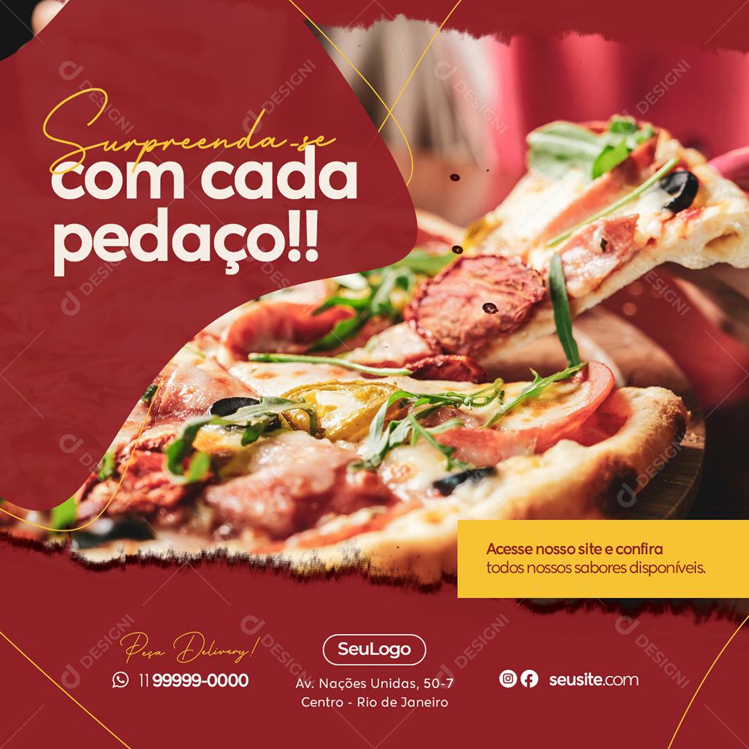 Social Media Pizzeria Be Surprised With Every Piece Editable PSD