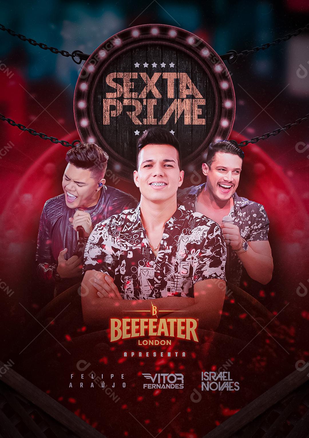 Sexta prime Felipe Araújo Vitor Fernandes e Israel Novaes Flyers Social Media PSD Editável