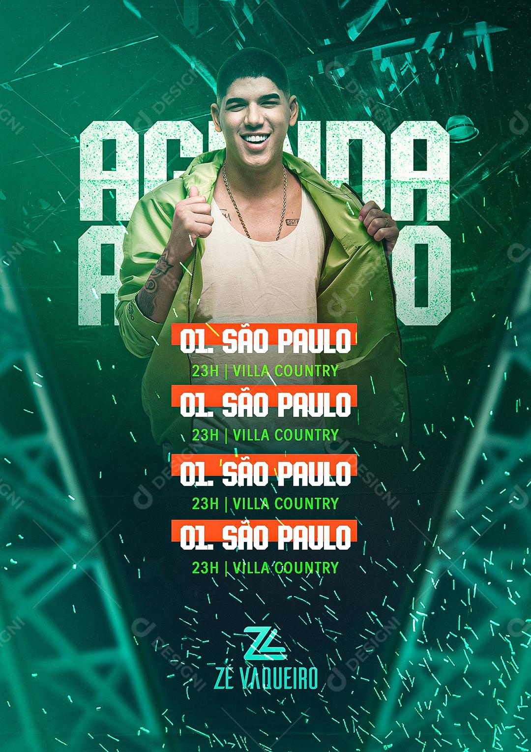 Agenda Aberto Zé Vaqueiro Flyer Social Media PSD Editável