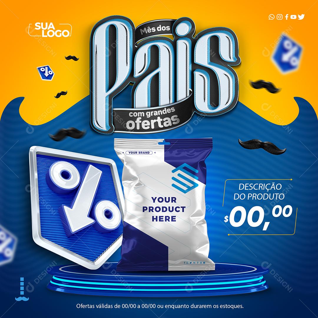 Mês dos Pais com grandes ofertas Social Media PSD Editável