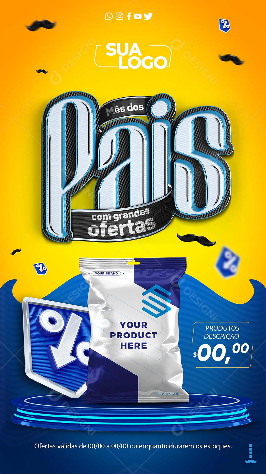 Story Mês dos Pais com grandes ofertas Social Media PSD Editável