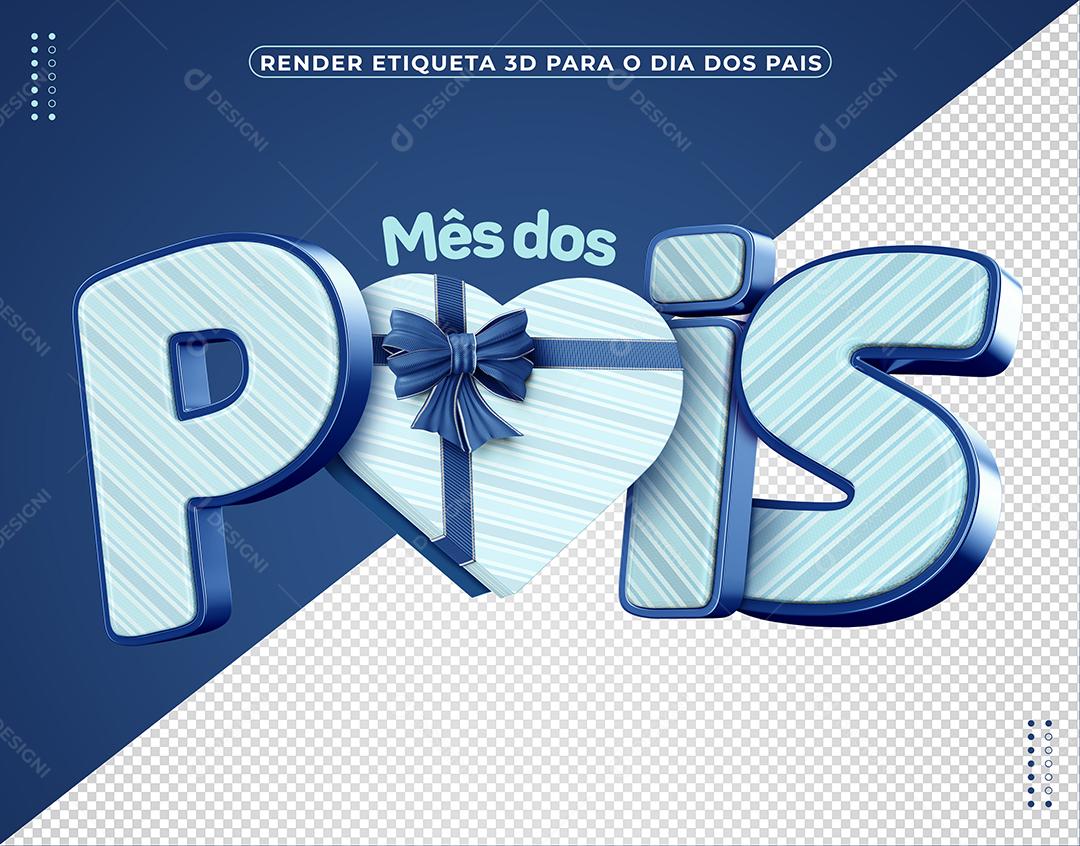 Mês dos Pais Texto 3D Decorado para Composição PSD