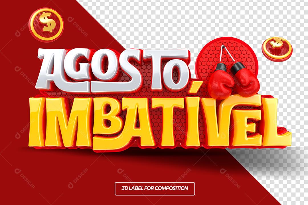 Unbeatable August 3D Red Stamp for Compositing PSD