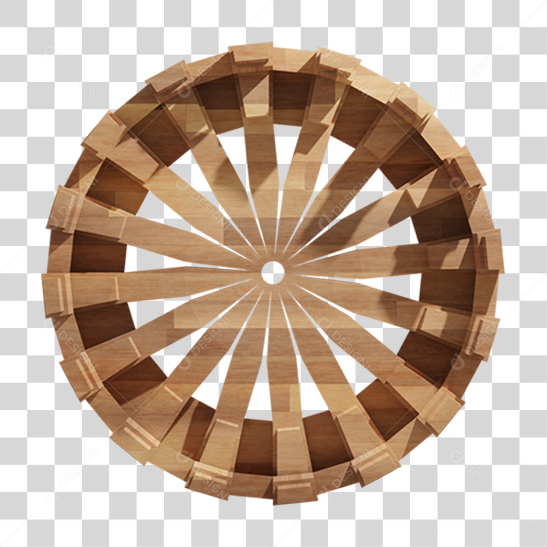Roda de Madeira PNG Transparente