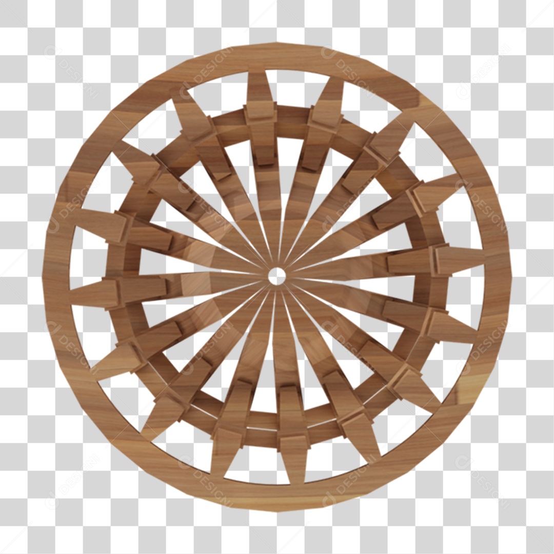 Roda de Madeira PNG Transparente