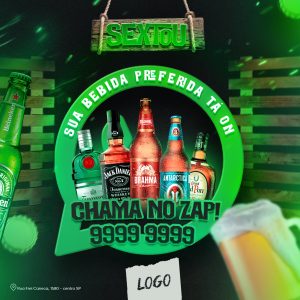 Sextou sua bebida preferida tá On chama no zap Delivery Distribuidora Social Media PSD Editável