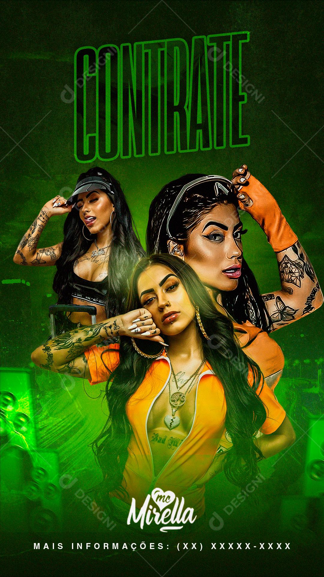 Social Media Flyer Story Evento Contrate MC Mirella Funk PSD Editável