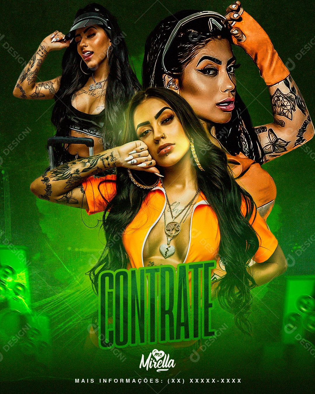 Social Media Flyer Story Evento Contrate MC Mirella Funk PSD Editável