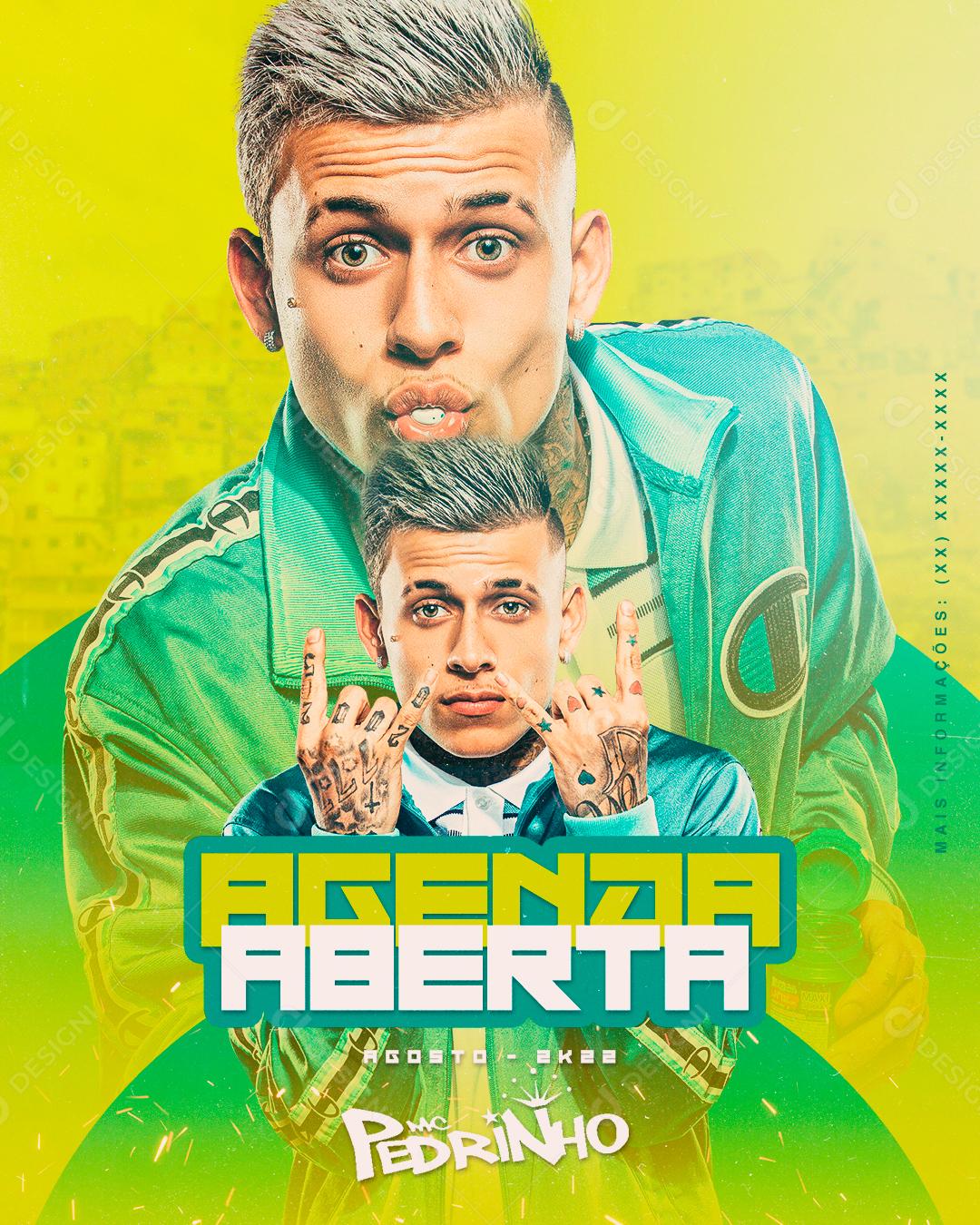 Social Media Flyer Story MC Pedrinho Agenda Aberta PSD Editável