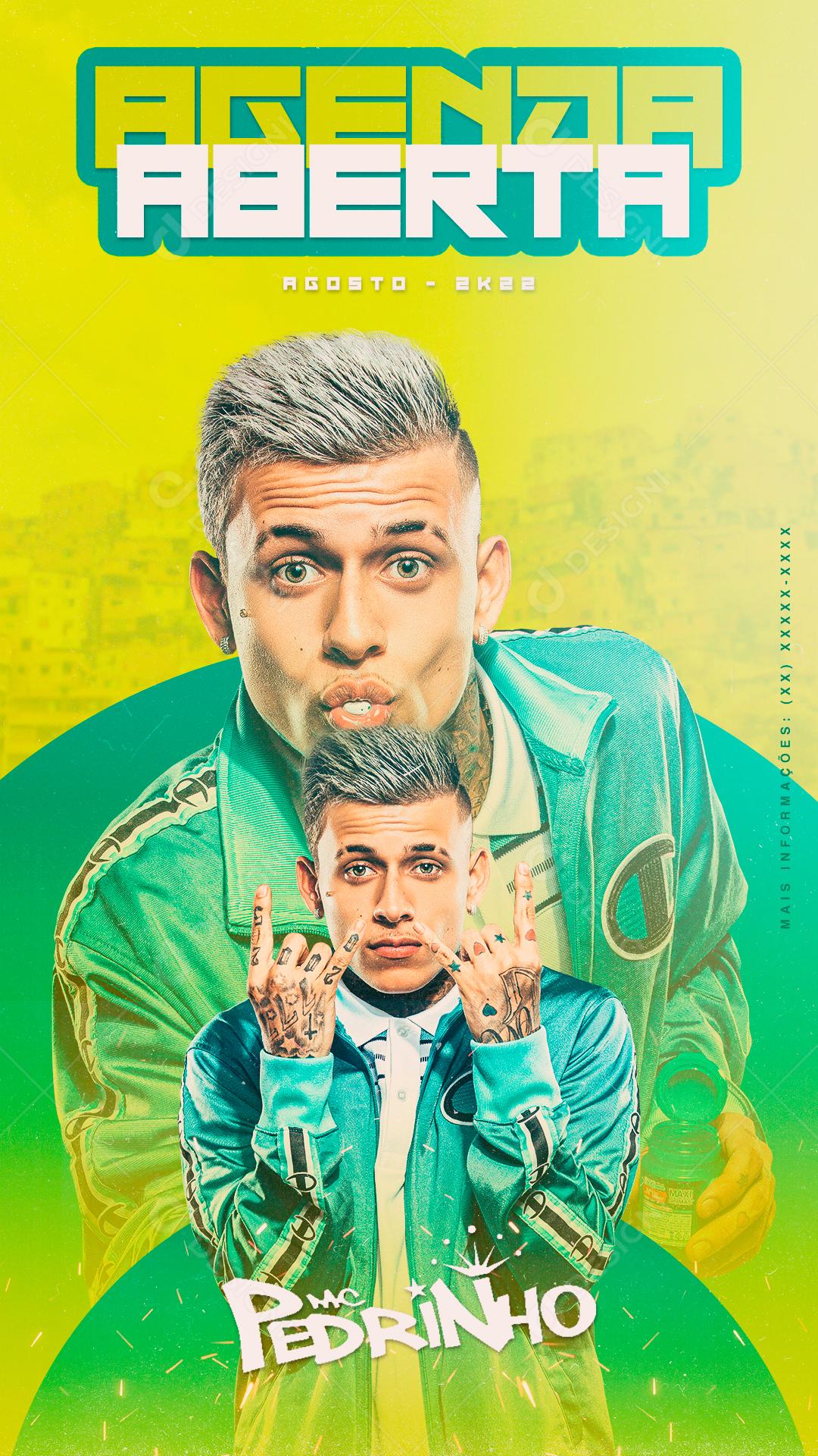 Social Media Flyer Story MC Pedrinho Agenda Aberta PSD Editável