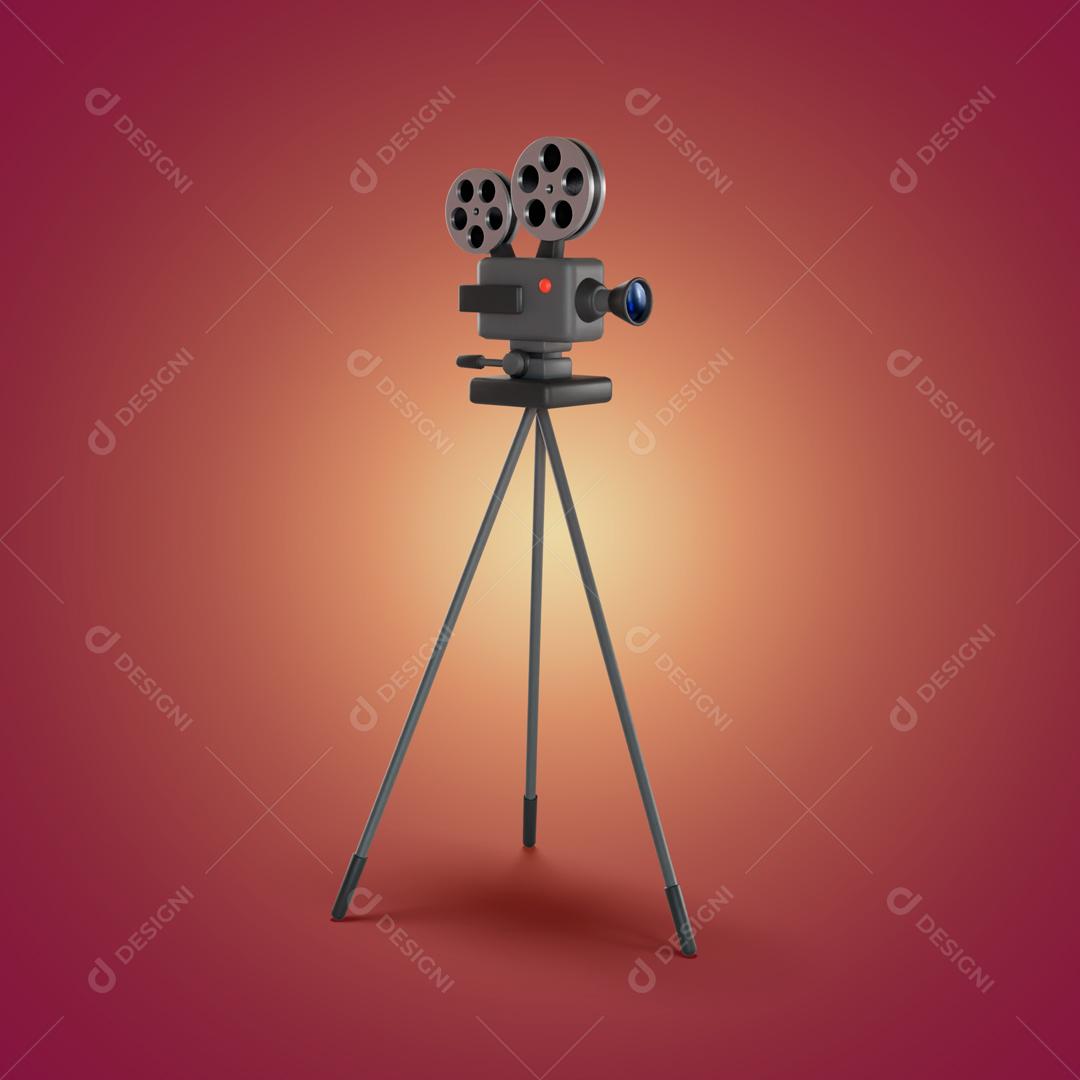 Câmera de vídeo tripod ilustração 3D PSD