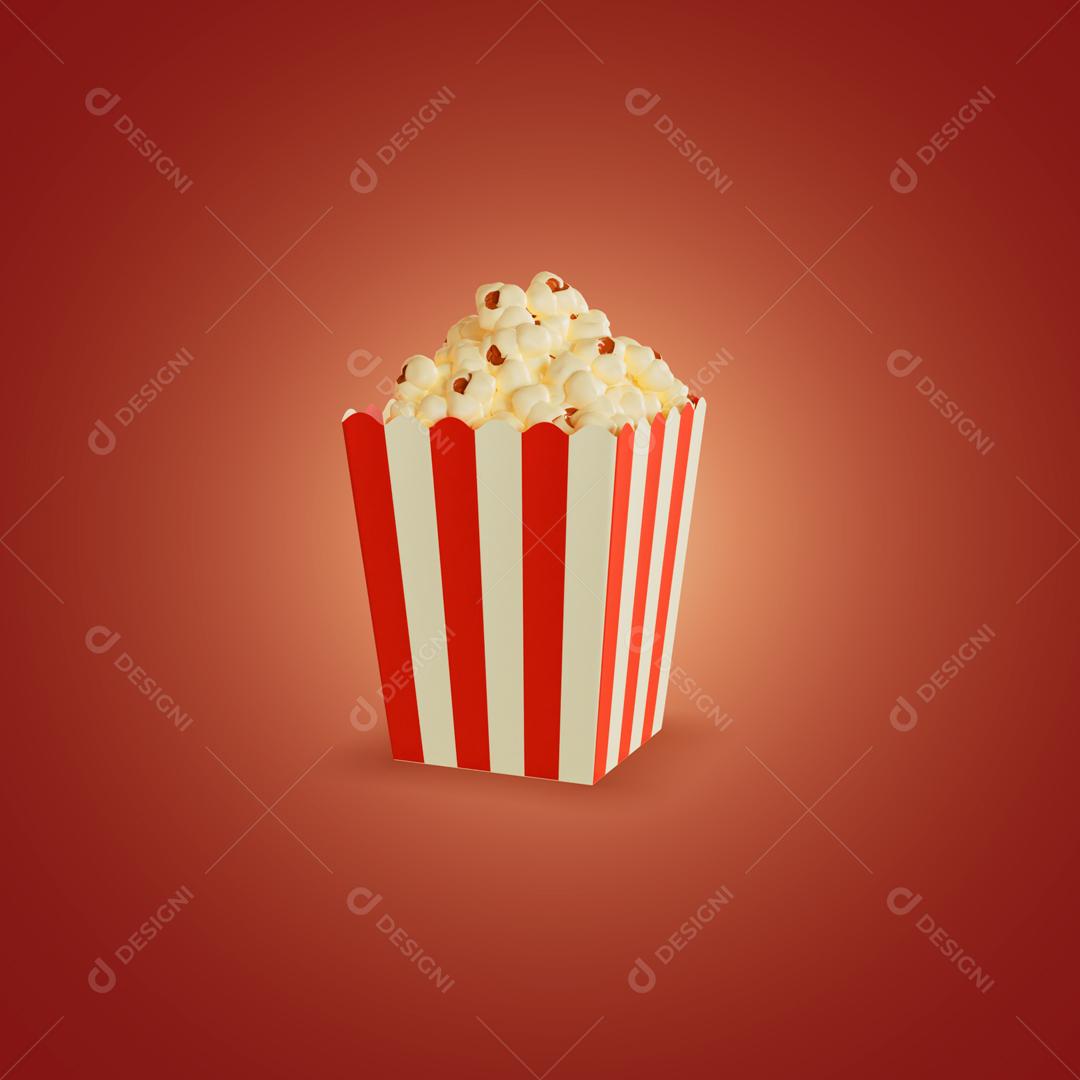 Balde de pipoca simples Ilustração 3D PSD