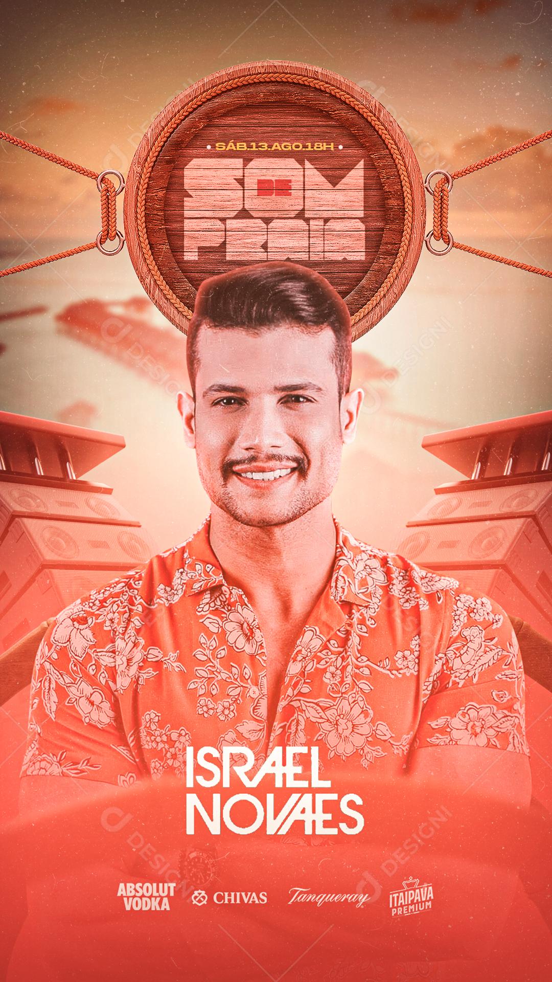 Story Som de Praia Israel Novaes Flyers Social Media PSD Editável