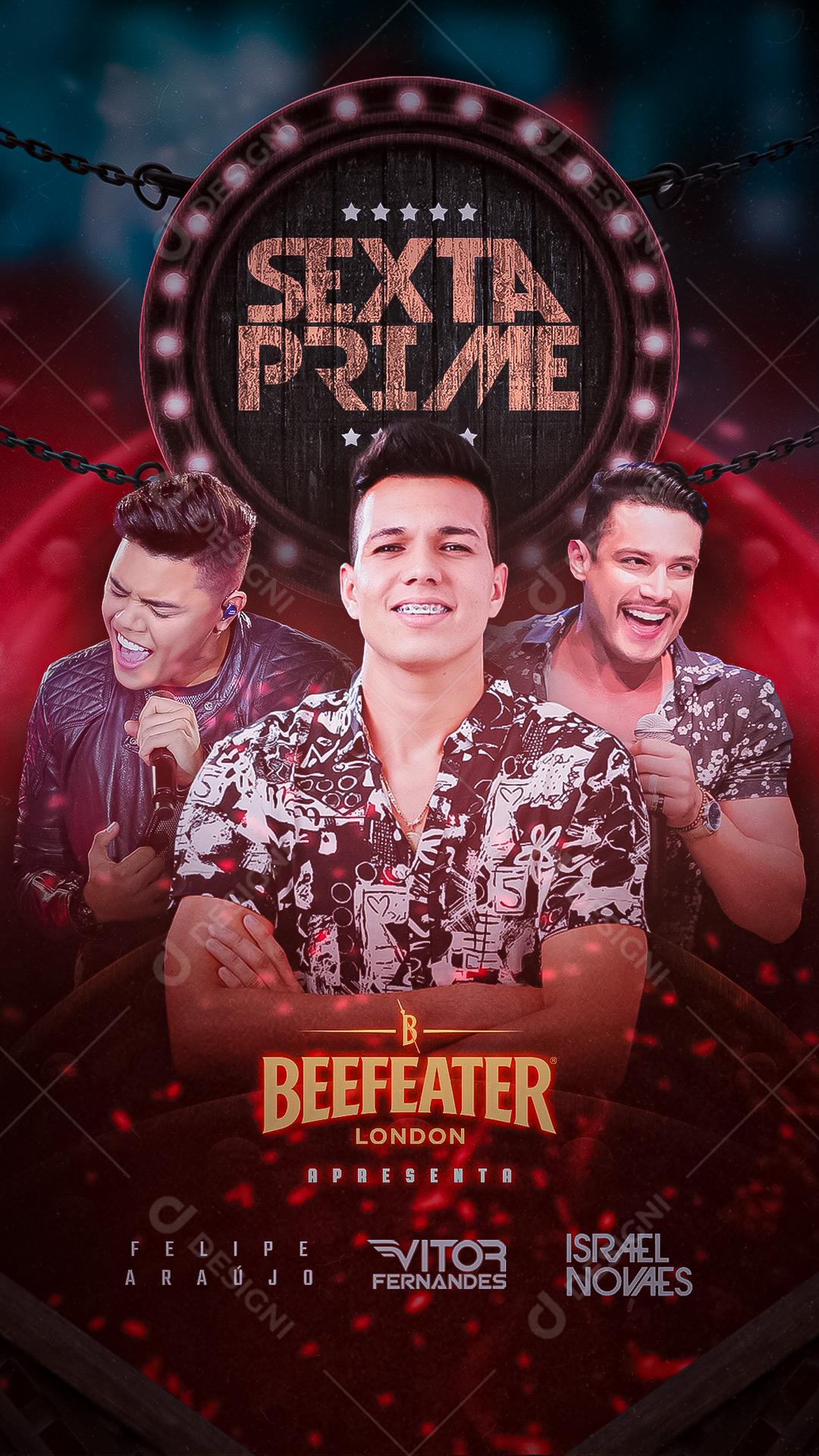 Story Sexta prime Felipe Araújo Vitor Fernandes e Israel Novaes Flyers Social Media PSD Editável