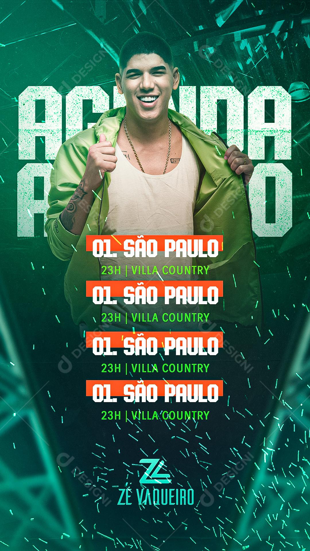 Story Agenda Aberto Zé Vaqueiro Flyer Social Media PSD Editável