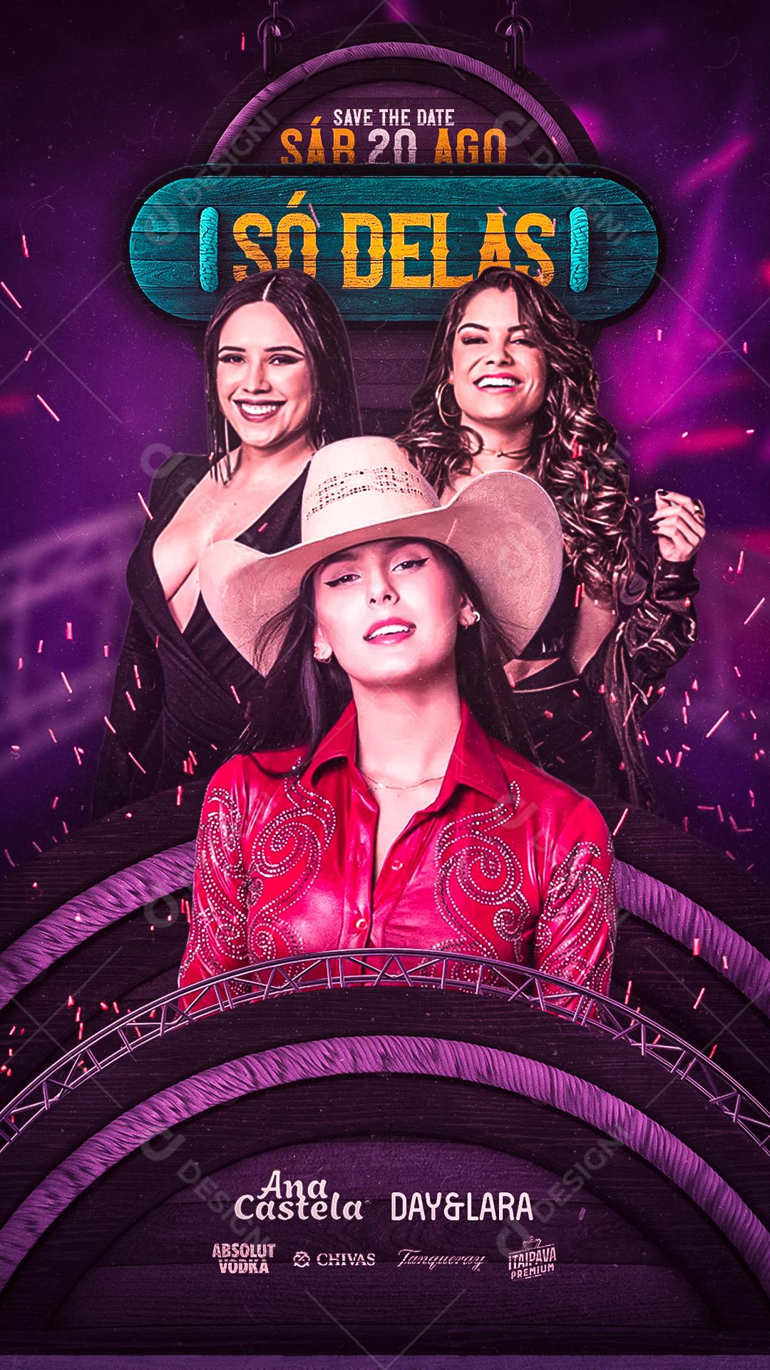 Story Só Delas Ana Castela Day e Lara Flyers Social Media PSD Editável