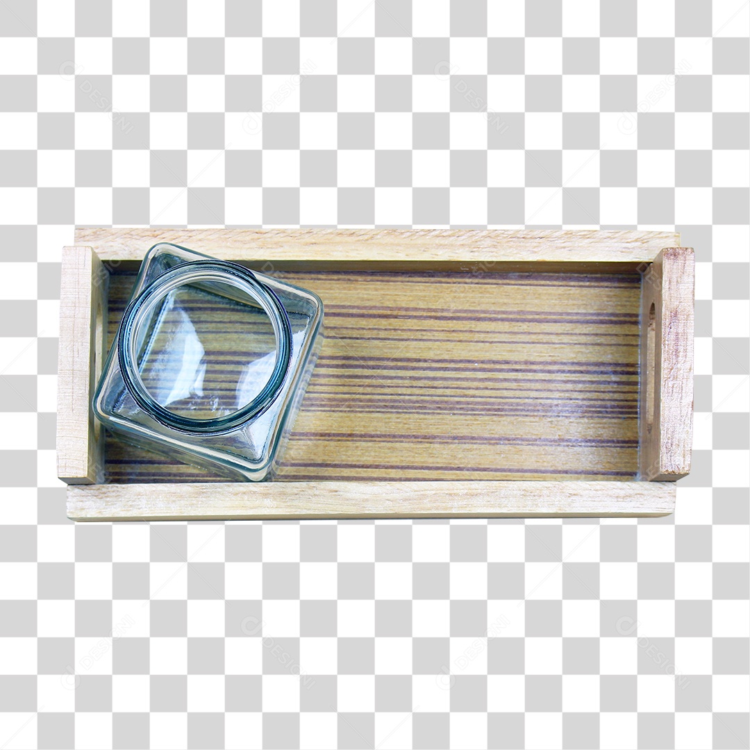 Caixa de Madeira com Pote de Vidro PNG Transparente