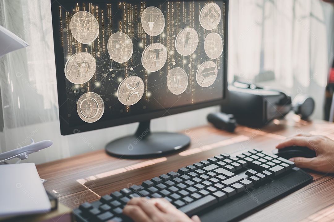 Negociação comercial de moedas criptográficas Bitcoin Trocas Investir Metaverso ações