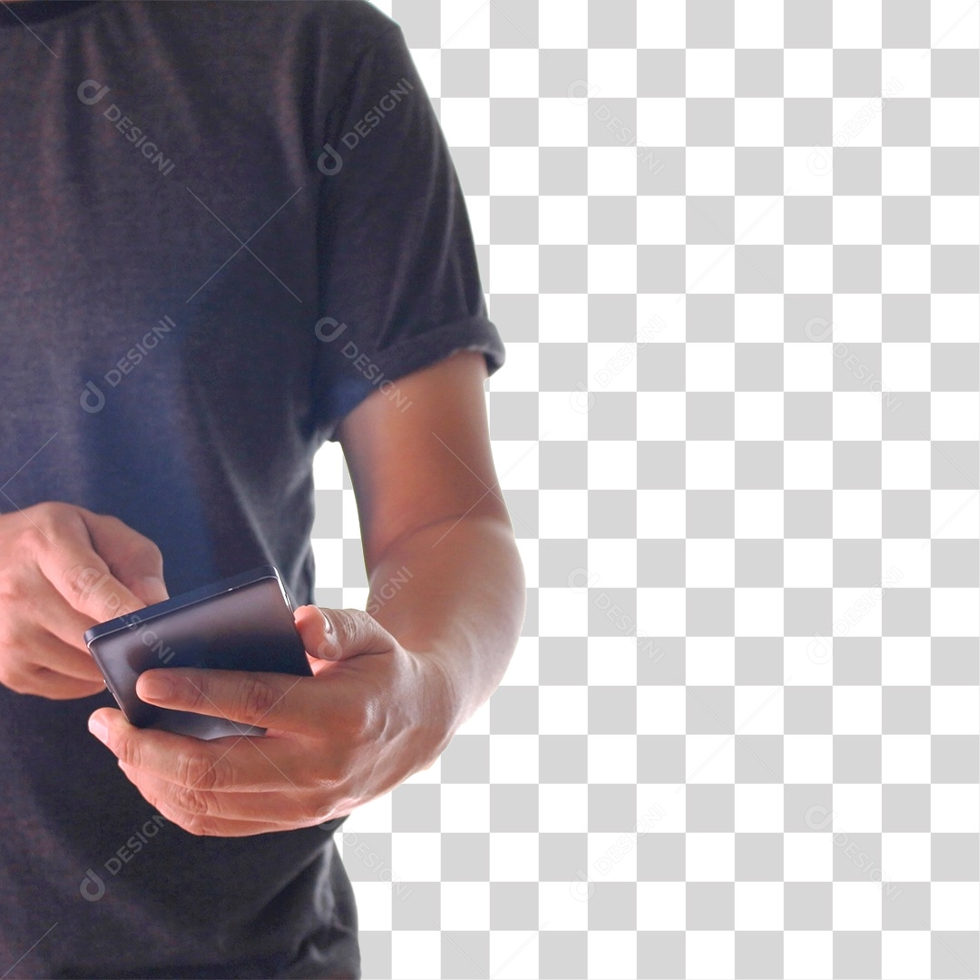 Homem Segurando Celular PNG Transparente