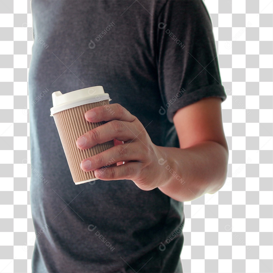 Homem Segurando Copo de Café PNG Transparente