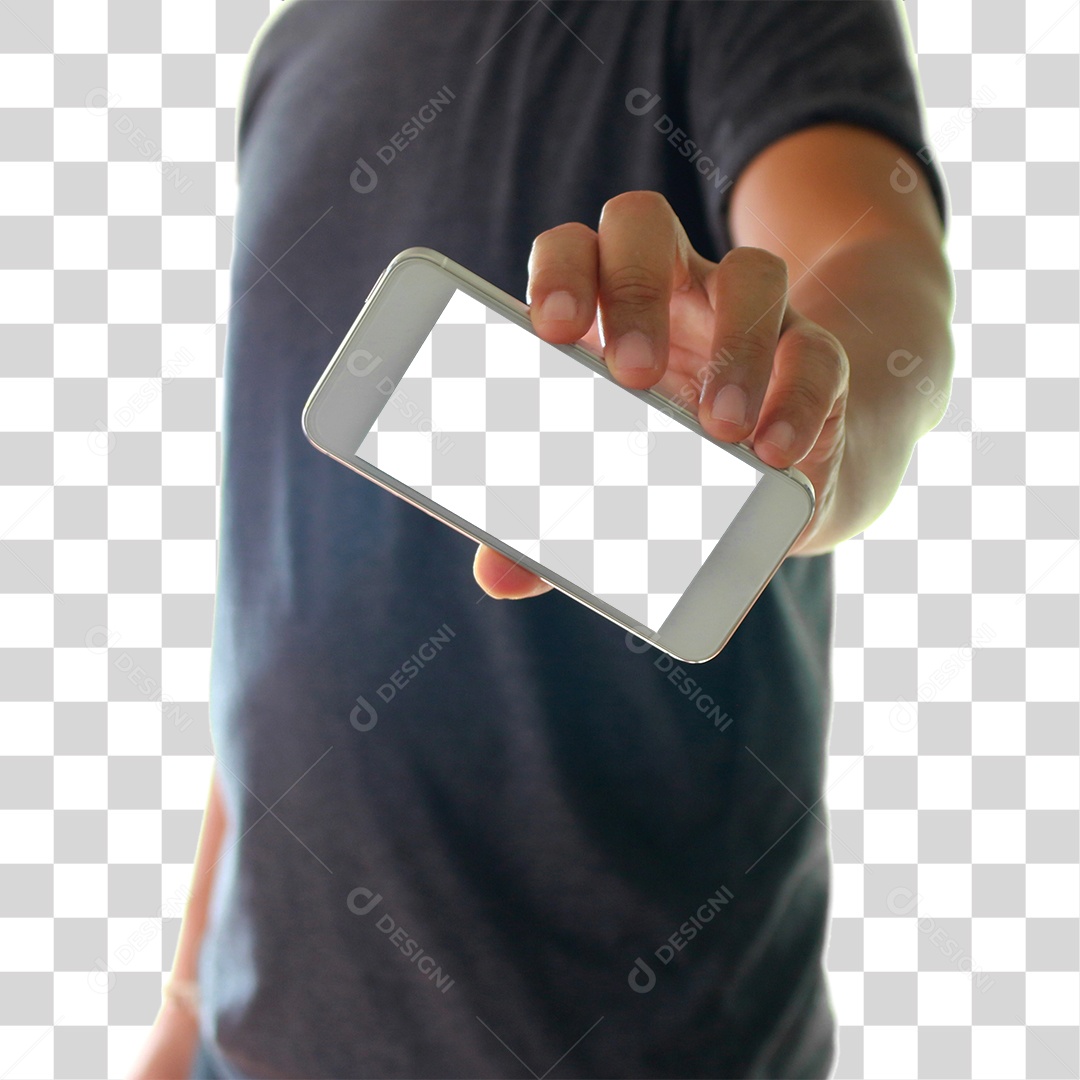 Homem Segurando Celular PNG Transparente