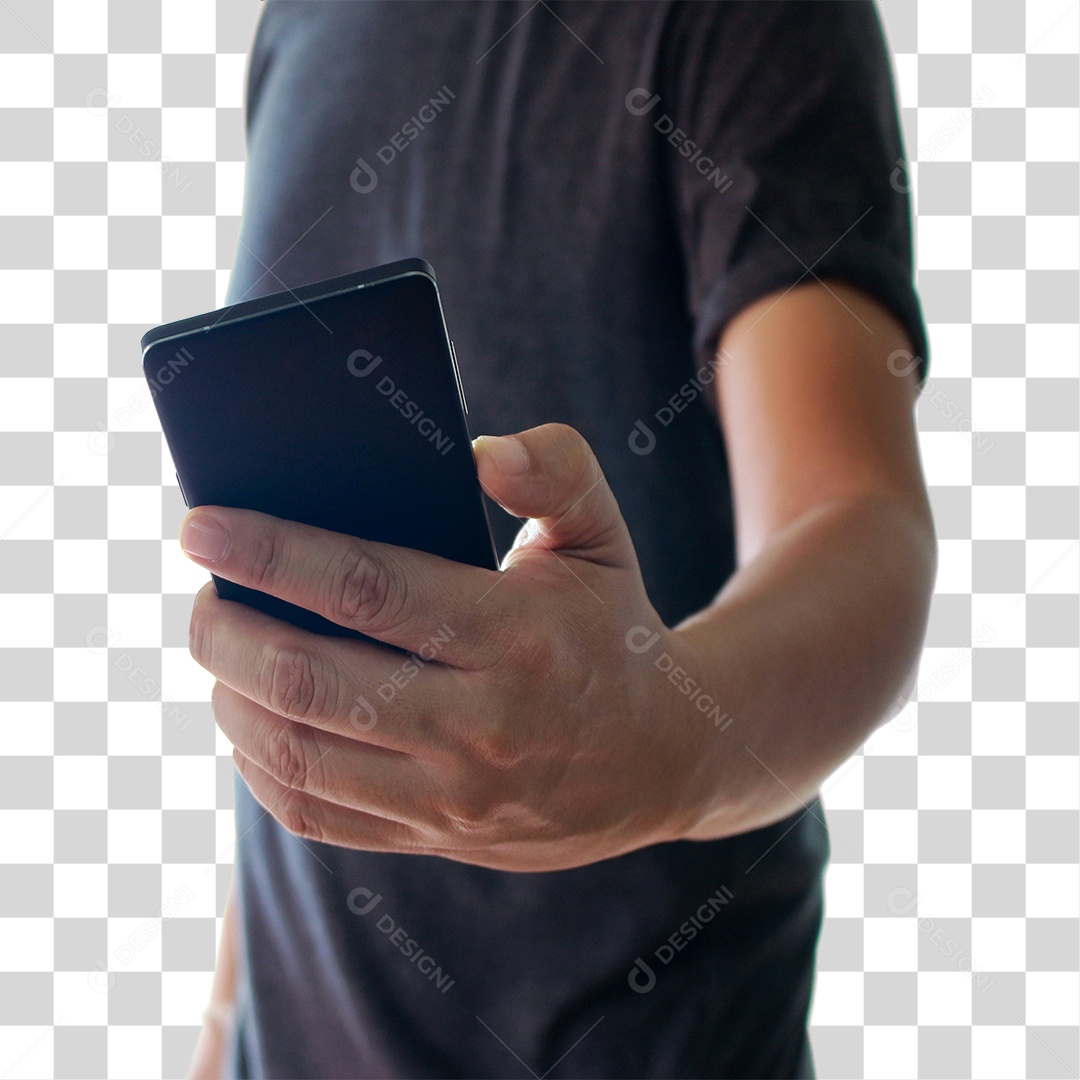 Homem Segurando Celular PNG Transparente