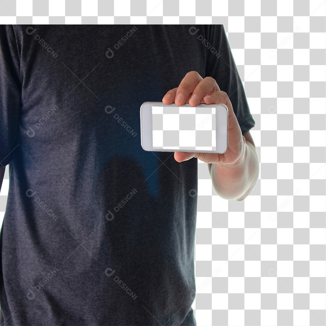 Homem Segurando Celular PNG Transparente