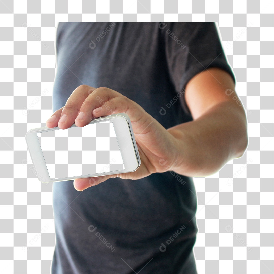 Homem Segurando Celular PNG Transparente