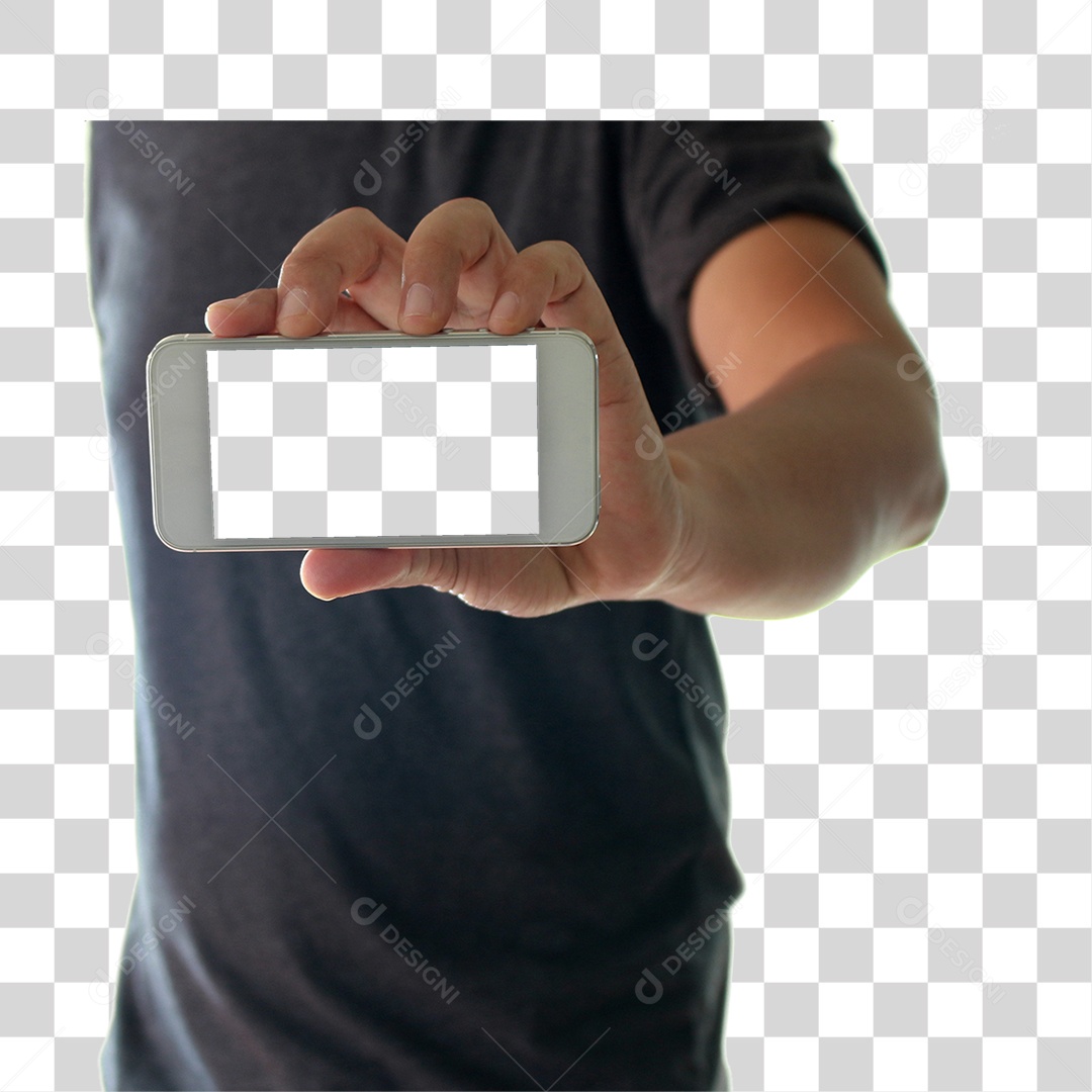 Homem Segurando Celular PNG Transparente