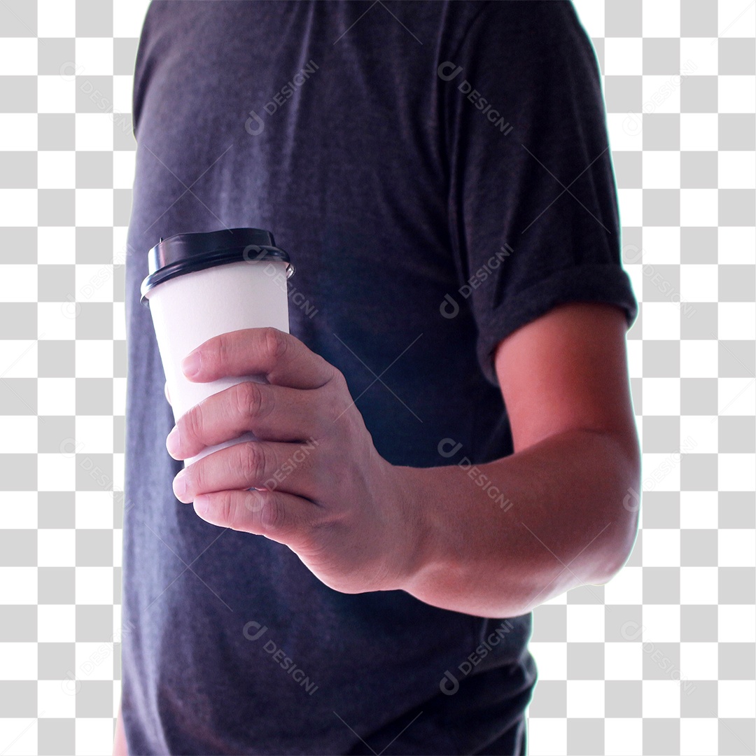 Homem com Copo de Café PNG Transparente