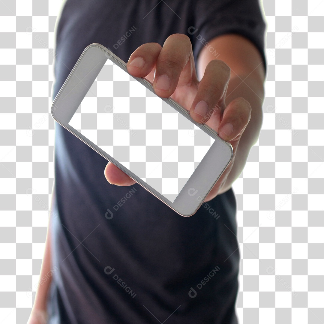 Homem Segurando Celular PNG Transparente