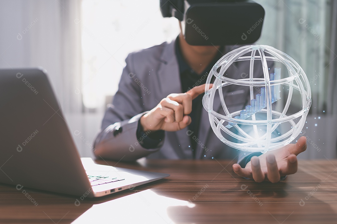 Empresário gráfico exibição investimento renda de ações crescimento financeiro