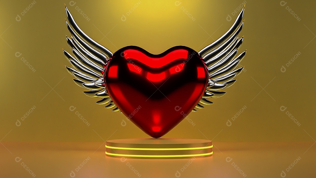 Fundo vazio e exibição de coração de suporte 3d ou prateleira com estúdio para exibição