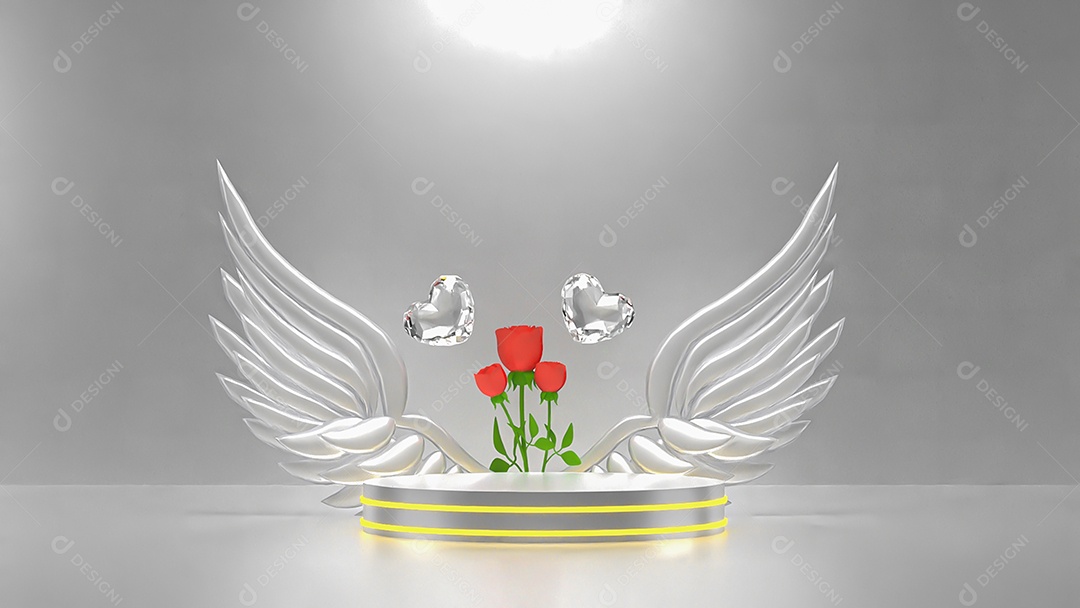 Fundo vazio e exibição de coração de suporte 3d ou prateleira com estúdio para exibição