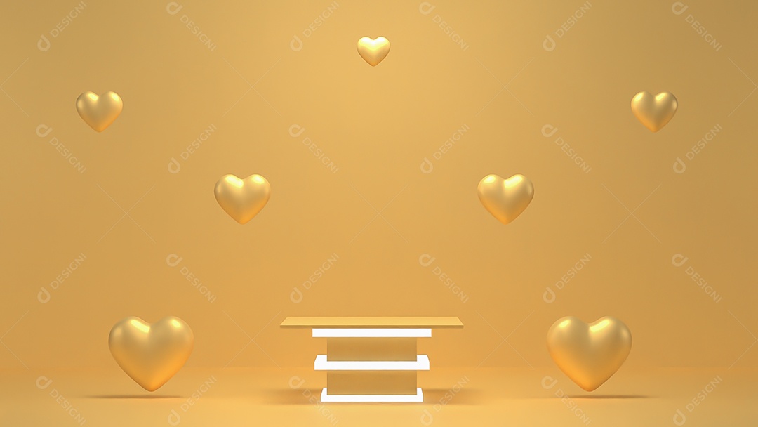 Fundo vazio e exibição de coração de suporte 3d ou prateleira com estúdio para exibição