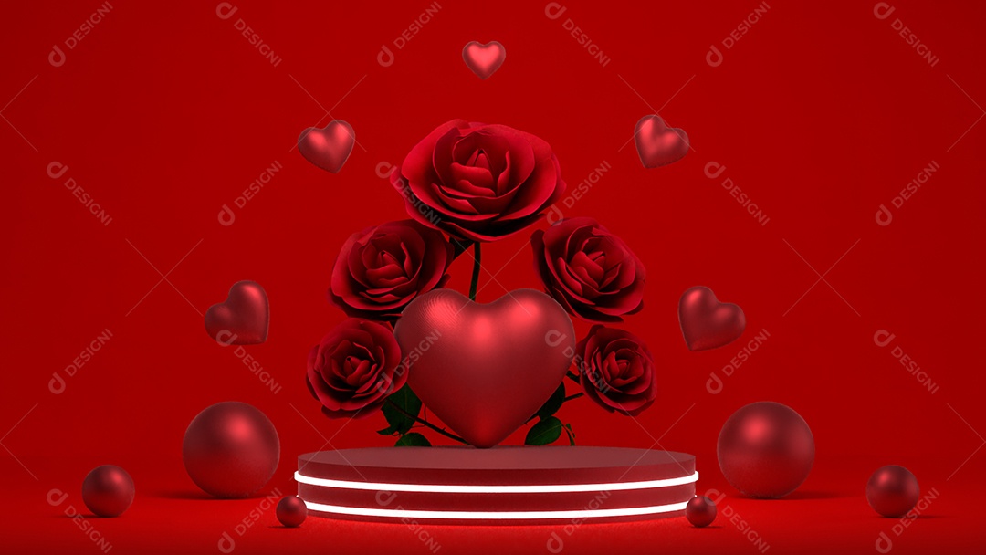 Fundo vazio e exibição de coração de suporte 3d ou prateleira com estúdio para exibição
