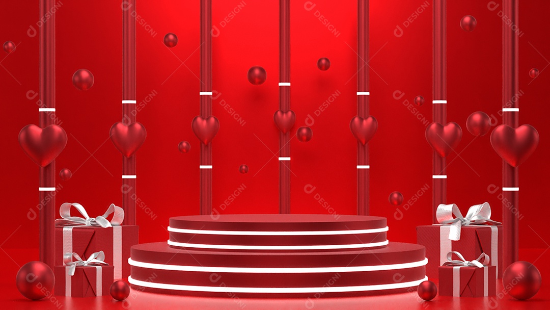 Fundo vazio e exibição de coração de suporte 3d ou prateleira com estúdio para exibição