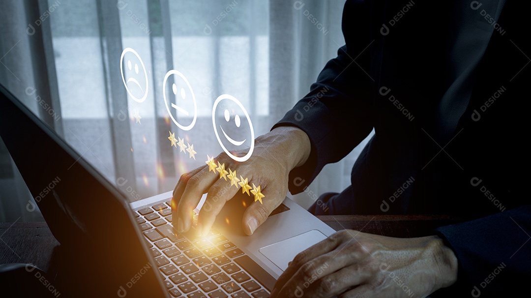 Conceito de pesquisa de satisfação de atendimento ao cliente. Empresários ou cliente