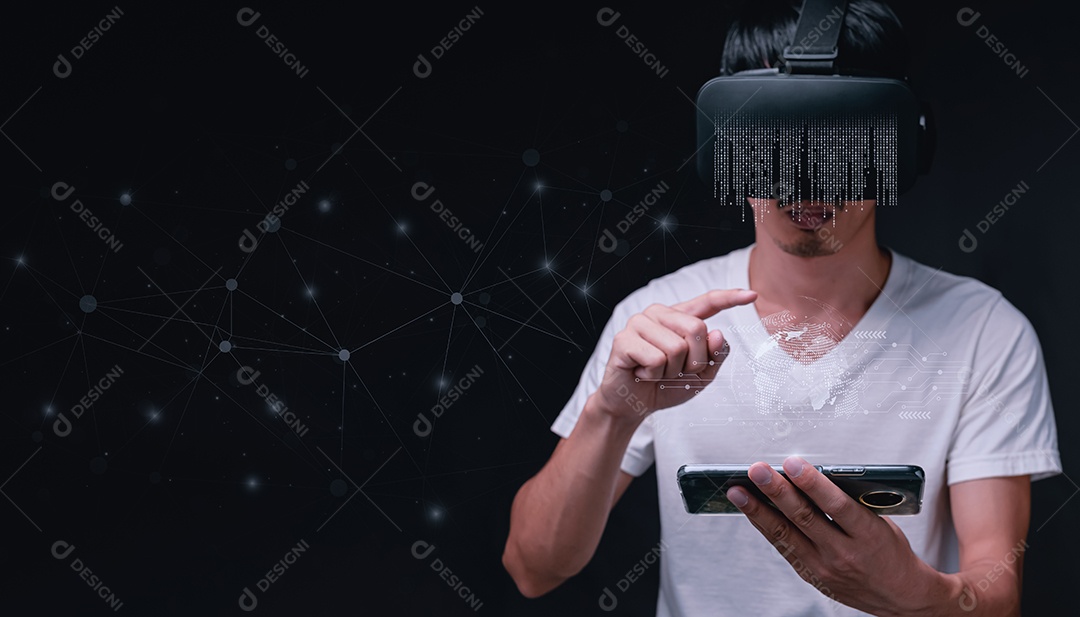 Conceito de inicialização com negócios de ícone e conexão de rede no metaverso