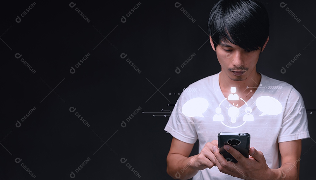 Conceito de inicialização com negócios de ícone e conexão de rede no metaverso