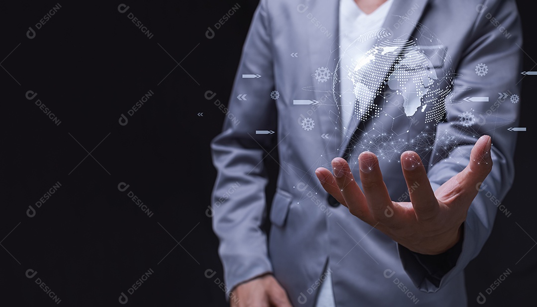 Conceito de inicialização com negócios de ícone e conexão de rede no metaverso