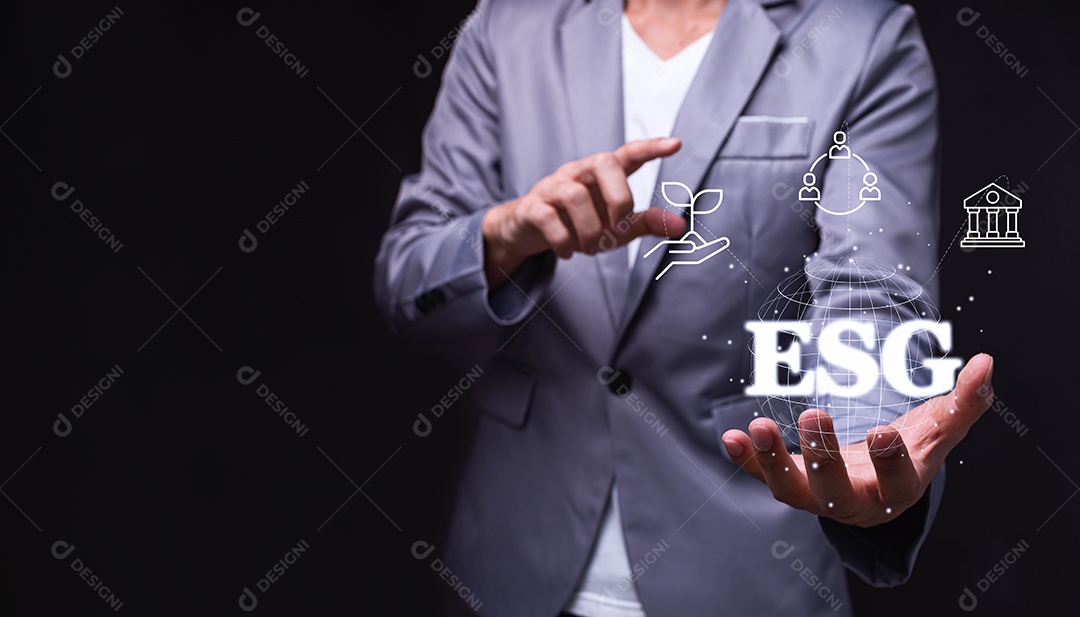 Conceito de investimento em estratégia de negócios de governança social ambiental ESG